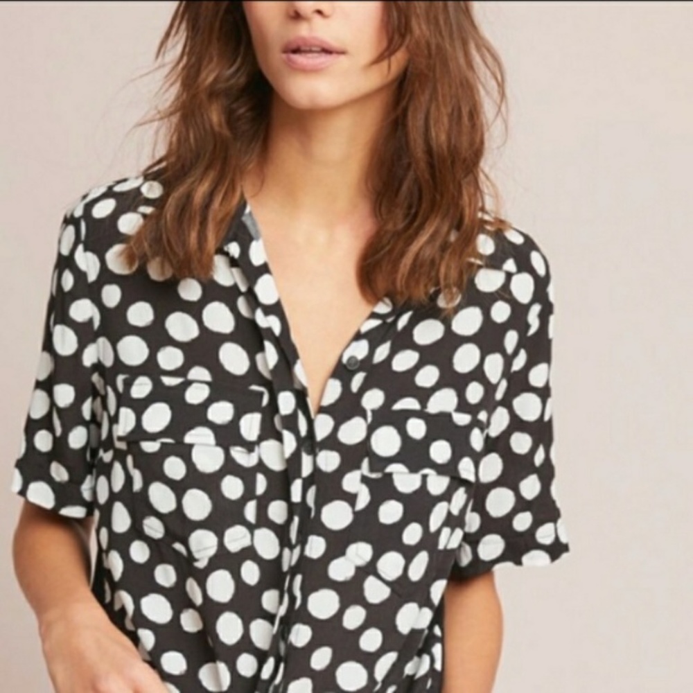 NWT ANTHROPOLOGIE PORRIDGE Bergen Polka Dot Blouse